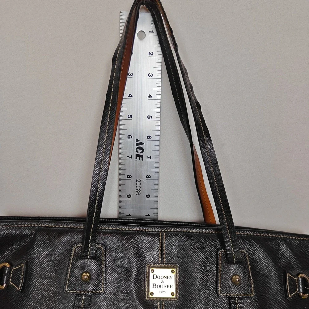 Dooney & Bourke Black Saffiano Leather Tote Bag Shoulder Purse Tassel Gold Tone
